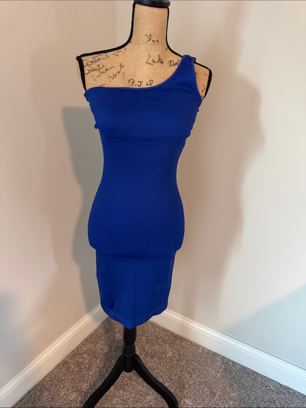 One-Shoulder Electric Blue Bodycon Dress
